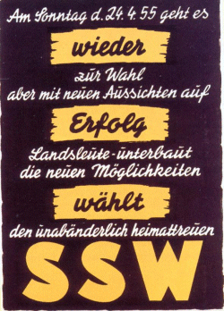  Das SSW-Plakat zum Kommunalwahl 1955 spiegelt den Stimmungsumschwung durch die Bonn-Kopenhagener Erklärungen