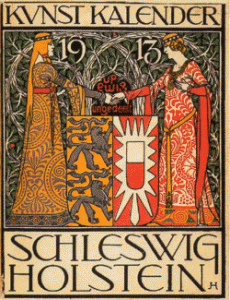 Die Doppeleiche 1913 auf einem Jugendstilkalender von Johann Holtz