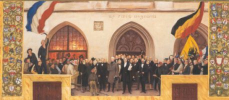 Proklamation der Provisorischen Regierung - wie sie sich der Maler Hans Olde Anfang des 20. Jahrhunderts vorgestellt hat