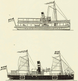 Zwei kleine Dampfer, die im ausgehenden 19. Jahrhundert auf dem Eiderkanal eingesetzt wurden