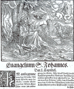 Illustration zum Johannes Evangelium aus der niederdeutschen Magdeburger Bibel von 1545 