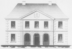 Aufriss von 1828 der Fassade der 1692 gebauten Hauptwache am Paradeplatz auf dem Neuwerk