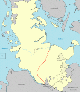     Entwicklung des Eisenbahnnetzes in Schleswig-Holstein von 1844 bis 1999 auf Grundlage des Historischen Atlas 1864 - 1945 der GSHG - Durch klicken auf die Fläche erscheint die Animation groß in einem neuen Fenster.
