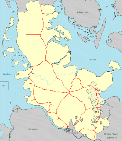 Eisenbahnnetz in Schleswig-Holstein - 1880
