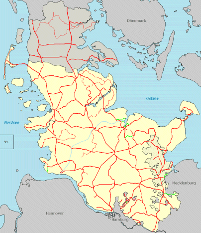 Eisenbahnnetz in Schleswig-Holstein - 1934