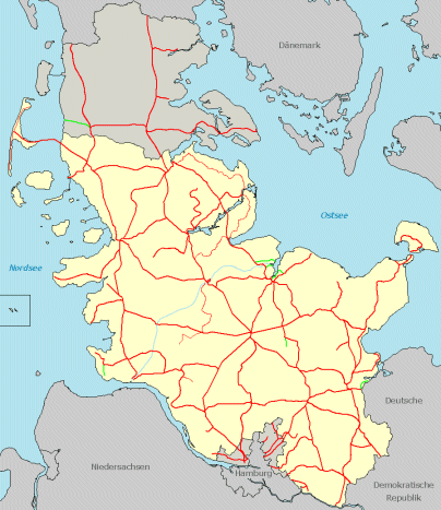 Eisenbahnnetz in Schleswig-Holstein - 1949