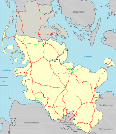 Eisenbahnnetz in Schleswig-Holstein - 1999